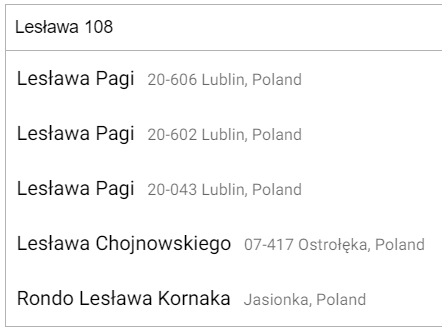 Poland Address Autocomplete